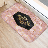 Pink Marble Geometric Printed Bath Kitchen Door Mat Coral Velvet Car Doormat Floor Mats Colorful Anti-Slip Rug Home Decor