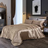 Silk Bedding Set High Quality Duvet Cover Set Solid Color Quilt Cover Set Single Double King Size Bedding Cover Set