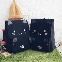 fashion Cute Cat Embroidery Canvas Student bag Cartoons Women Backpack Leisure School bag