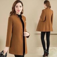 【YD】 2023 New Fashion Woolen Jacket Womens Loose Mid Single-Breasted Wool Coats Female Outerwear Windbreaker