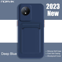 NORVIK ปลอกอ่อนการ์ดที่ตกแต่งเค้กซิลิโคนสีฟ้าลึกเคสโทรศัพท์แสนสร้างสรรค์กระเป๋ามีช่องใส่ Y77กันกระแทกสำหรับ VIVO Y27 Y36 Y02 Y22 Y22S Y33S Y21S T1X Y16 V25โปร V25e Y55 Pro 4G 5G N2-1ฝาครอบป้องกัน