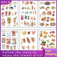 BNLO สติ๊กเกอร์หลากสีกระดาษ Washi สติกเกอร์รูปเครื่องดื่มสติกเกอร์ตกแต่งสติ๊กเกอร์รูปของหวาน DIY