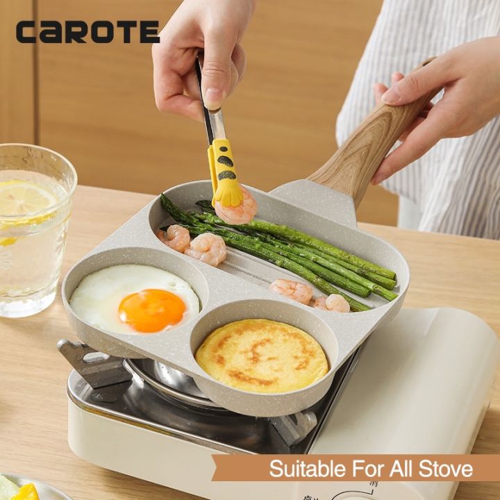 Carote Nonstick Frying Pan Egg Burger&Steak 3in1 Multifunctional Kawali  Cookware Gas/Induction Stove