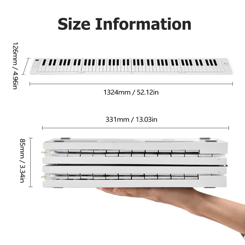 Homesen 88 K-Eys Piano Dobrável Piano Digital Piano Teclado Eletrônico  Portátil para Piano Aluno Instrumento Musical
