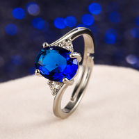 Fashion Blue Ring womens simple zircon ring plated with S925 platinum ring GPQ1