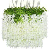 【YF】 12pcs Artificial Wisteria Flowers Ratta Extra Thick Vine Hanging Garland Silk Wedding