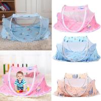 Dropshipping Baby Crib Netting Foldable Summer Baby Mosquito Net Sleep Bed Cartoon Travel Bed Play Tent with Cushion Insect Net