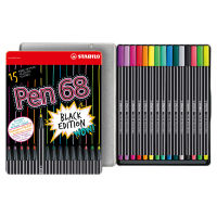 STABILO Pen 68 Black Edition ปากกาสีหมึกน้ำ Fibre-Tip Pen ชุด 15 สี