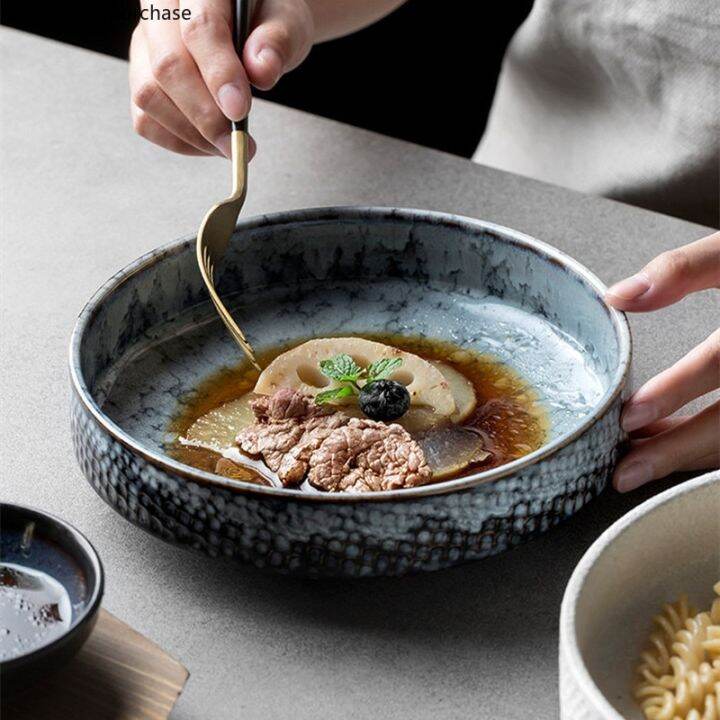 แผ่นชุดดินเนอร์เซรามิกถ้วยซุปชามก๋วยเตี๋ยวชามสลัดผลไม้จานสไตล์ฝรั่งจานสเต็กจานผลไม้จานเสิร์ฟ-guanpai4ชามข้าว