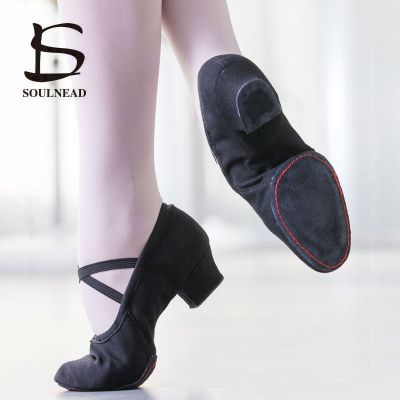 รองเท้าบัลเล่ต์รองเท้าเด็กผู้หญิงเต้นรำผู้หญิง,รองเท้าส้นเตี้ยรองเท้าเต้นสำหรับเด็กรองเท้าลาตินสีชมพูสีแดงดำ