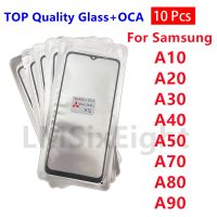 10pcs TOP QC Glass For Samsung Galaxy A10 A20 A30 A40 A50 A70 A80 A90 LCD Front Touch Screen Lens Glass OCA Glue Replacement