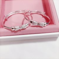 Hong Kong is sterling silver bow baby push-pull fine bracelet s999 female cute cuhk childrens