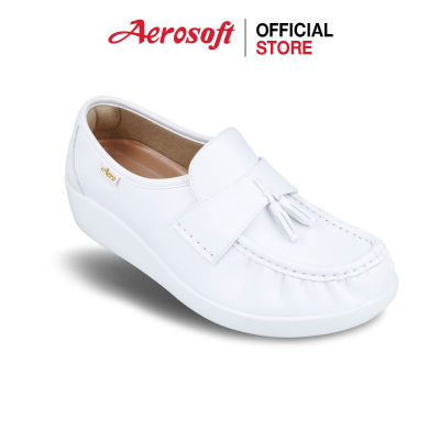 Aerosoft รองเท้าพยาบาล รองเท้าหนังมีส้น รุ่น NW9091 สีขาว/สีดำ *ของแท้100%*