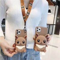 เคสโทรศัพท์รูปการ์ตูนโปเกมอน Eevee 2ชิ้นสำหรับ Samsungs S23ULTRA/รุ่น S21Fan/S21ULTRA/S30ULTRA/S21PLUS/S30PLUS/S20ULTRA/S10LITE/NOTE20PLUS/กระเป๋าใส่หรียญน่ารัก NOTE20Ultra + เชือกเส้นเล็ก0000