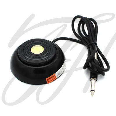 ฟุตสวิทช์ กลมสีดำ อุปกรณ์สักคุณภาพสูง สวิตซ์เท้าเหยียบ มืออาชีพ เชื่อมต่อกับหม้อแปลงไฟฟ้า ใช้กับตัวจ่ายไฟได้ทุกรุุ่น AVA Round Black Color Foot Switch Foot Pedal