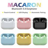 TWS Wireless Headphones Bluetooth V5.0 Macaron Stereo Sound Earphones Built-in Mic Earbuds for iOS Android with Charging Case