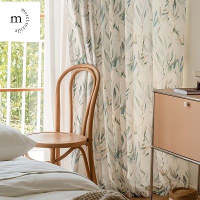 【HOT】✿ Curtains for Dining Room Bedroom Luxury Pastoral Leaves Door Eyelet Curtain Custom