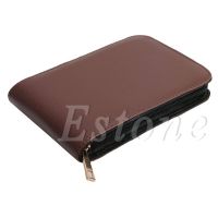 Limited Time Discounts Hot Fountain Pen/Roller Pen  Leather Zipper Case Holder For 12 Pens Brown Case