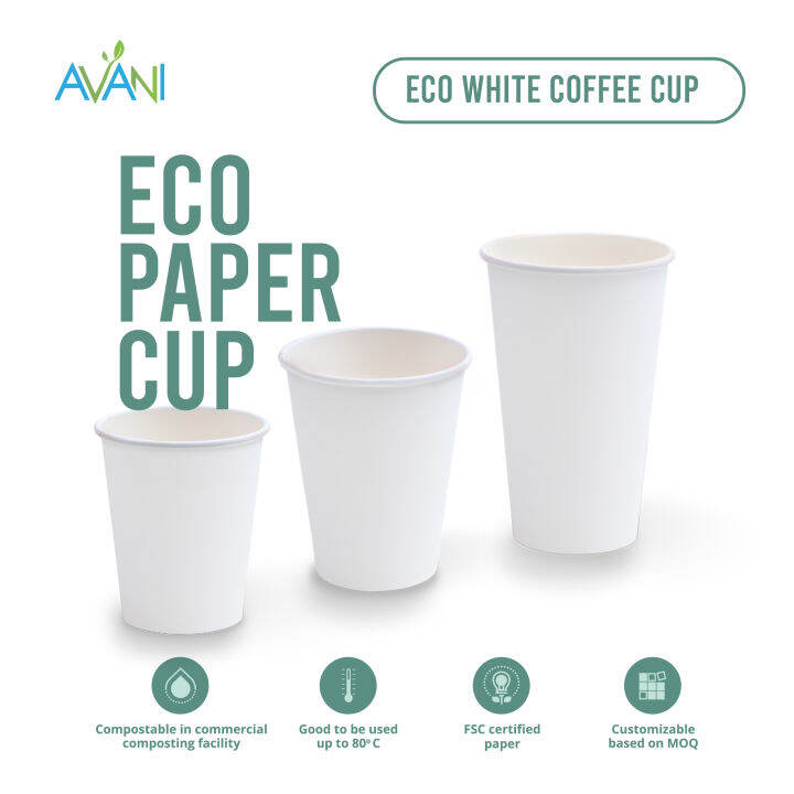 Paper Cup Putih 16 oz, Gelas Ramah Lingkungan Tahan Panas - 50 cups ...