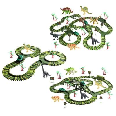 Car Tracks for Kids Car Track Toy Rail Electric Dinosaur Toys Race Car Track Fine Motor Toys DIY Assembling Educational Toys Track Playset Kids Birthday Gifts cosy