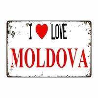 ป้ายดีบุกโลหะฉันรัก Moldova บาร์ตกแต่งผับโปสเตอร์วินเทจย้อนยุคในบ้านคาเฟ่ศิลปะย้อนยุคบ้านติดกำแพงบาร์ผับตกแต่งคาเฟ่วินเทจ8X12 0718