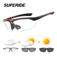 SUPERIDE Photochromic วิ่งแว่นตากันแดดผู้ชายผู้หญิงจักรยานแว่นตาสายตาสั้นกรอบ Polarized Road Bike MTB Eyewear