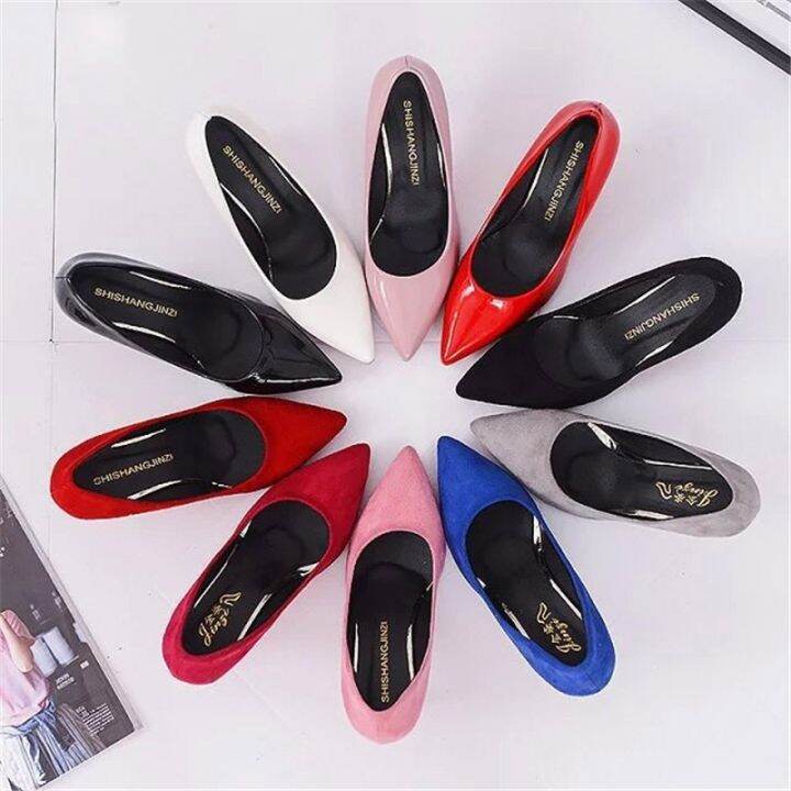 รองเท้าผู้หญิง-รองเท้าปั๊มหนังปลายแหลมส้นสูง8ซม-สีแดง-zapatos-mujer-งานแต่งงาน