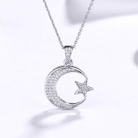 Sodrov 925 Sterling Silver Moon and Star Pendant Necklace for Women Silver Jewelry Moon Necklace crescent moon necklace