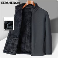 EERSHENSHI เสื้อผ้าฤดูใบไม้ร่วงและฤดูหนาวสำหรับคนวัยกลางคนและผู้สูงอายุเสื้อโค้ทขนสัตว์อบอุ่นหนาปกตั้งแขนยาวเสื้อแจ็คเก็ตลำลองพ่อ