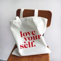 Ladies Handbags Girl Power Quotes Canvas Tote Bag Shopping Travel Women Eco Reusable Shoulder Shopper Bags High Capacity