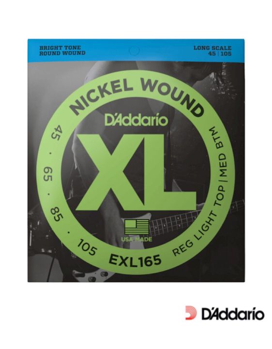 daddario-exl165-สายกีตาร์เบส-4-สาย-hydrid-แบบนิกเกิล-ของแท้-100-custom-light-45-105-made-in-usa