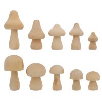 10Pcs DIY Simulated Mushroom Ornaments Sets Natural Wooden Unfinished Mushroom Crafts Painting Peg Dolls Handmade Kids Toys