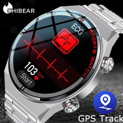 ChiBear NFC Smart Watch ผู้ชาย GPS Motion Track ECG PGG บลูทูธ100โหมดการเคลื่อนไหวปุ่มหมุน S Mart W Atch 2023คนใหม่