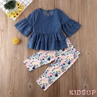 ✨KidsupToddler Kid Baby Girl Denim Outfits Clothes Dress + Floral Leggings Pants