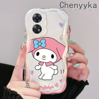 เคส Chenyyyka สำหรับ OPPO Reno 8 T 5G Reno8 T A1 Pro Reno 8 5G Reno 8 Pro 5G เคสการ์ตูนน่ารักเมโลดี้สีชมพูเนื้อครีมเคสโทรศัพท์โปร่งใสขอบคลื่นขอบเหมาะสำหรับเด็กผู้ชายและเด็กผู้หญิงเคสกันกระแทกซิลิโคนอ่อนชัดเจนเคส