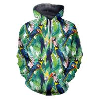 2023 style  brand animal Leaf parrot 3D Print Plus size Polyester Sweatshirt Men Harajuku green Hoodie Hip Hop Hooded Hoodies dropship，can be customization