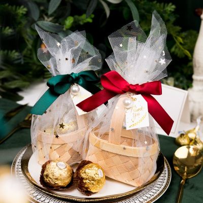 10 ชิ้น ตะกร้าไม้ไผ่ กล่องขนม กล่องของขวัญแต่งงาน ถุงของขวัญช็อคโกแลต กล่องบรรจุภัณฑ์ ปาร์ตี้ งานแต่งงาน เด็ก อาบน้ํา ถุงของขวัญ ตกแต่ง