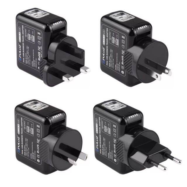 puluz-battery-charger-set-for-gopro-phone-2-ports-usb-5v-2-1a-2-1a-charger-removable-uk-eu-us-au-plug-travel-power-adapter