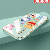 JIUMOO เคสปลอกสำหรับ Samsung A7 2018ลายการ์ตูนยิ้มสัตว์ใหม่กรอบพื้นผิวสี่เหลี่ยมแบบนิ่มซิลิกาเจลกันกระแทกเคสมือถือฝาครอบป้องกันเลนส์กล้องถ่ายรูปทั้งหมด