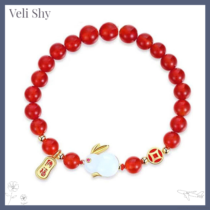 veli-shy-สร้อยคอสร้อยข้อมือแบบห้อยระย้าแฟชั่นกระต่ายน่ารักสำหรับผู้หญิงผู้ชายกำไลข้อมือแบบปรับได้เครื่องประดับปีลัคเนาดีของขวัญสำหรับงานเลี้ยงวันเกิด