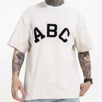 เสื้อยืดแขนสั้นผู้ชาย,ไฮสตรีทแฟชั่นแบบหลวมตัวอักษร ABC แบรนด์ตามกระแสอเมริกาเสื้อยืดคู่รักขนาดพิเศษ