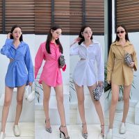 ? shirt mini dress (370฿) สุดจัดจ้านในย่านนี้ เชิ้ตเดรสสั้นแขนยาว สไตล์ Less is more น้อยแต่มาก เย็บม้วนหน้า เว้าช่วงเอว