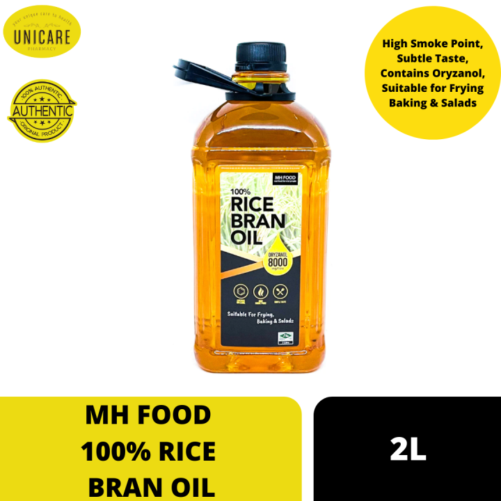 MH FOOD 100 RICE BRAN OIL 2L. High Smoke Point, Subtle Taste, Contains