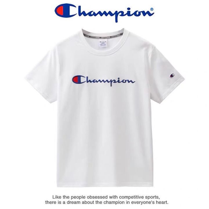 ส่งของ-เสื้อยืดแขนสั้น-ผ้าฝ้าย-พิมพ์ลายตัวอักษร-champion-สําหรับผู้ชาย-และผู้หญิง