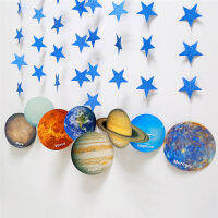 จักรวาลแปดดาวเคราะห์ Garlands Night Starry Sky Theme แบนเนอร์ Space Galaxy Happy Birthday Party Decor เด็ก DIY แขวนธง-Lusier