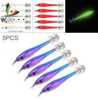 Weihe 5ชิ้น/ล็อต Luminous Squid Lures Hard พลาสติกกุ้งเหยื่อ Jig Hooks