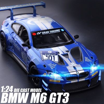 1:24 BMW M6 GT3 Le Mans Alloy Racing Car Model Diecasts Metal Toy Sports Car Model Simulation Sound Light Collection Gift F122