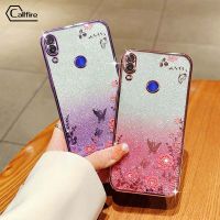 Callfire เคสโทรศัพท์ผงชิมเมอร์ สำหรับ Xiaomi Redmi Note 8 Note 7 Pro แบบดอกไม้ผีเสื้อซิลิโคนหรูหราป้องกันการตกกระแทกแบบนิ่ม