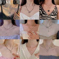 FINE TOO สร้อยคอมุกแบบเรียบง่ายสำหรับผู้หญิงกำไลข้อมือลายผีเสื้อรูปหัวใจสีทองเงินเครื่องประดับอัญมณี