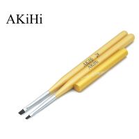 AKiHi 2Pcs/set Golden Handle Angular Flat Brushes Nail Art 3D Design Painting Drawing Pen Polish Gel UV Manicure Artist Brushes Tools